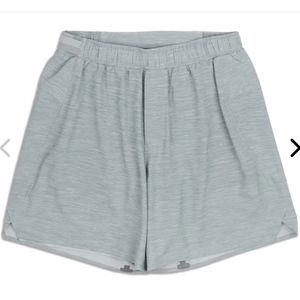 LULULEMON MENS SURGE SHORT 6" LINED, SEA SALT LIGHT CAST GRAY